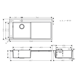 HansGrohe S71 S716 - F450 Ankastre Eviye 450, Damlalıklı - 43331800 - 2