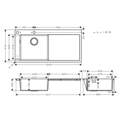 HansGrohe S71 S718 - F450 Ankastre Eviye 450 Damlalıklı - 43332800 - 2