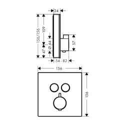 HansGrohe Showerselect Glass Termostat Ankastre Montaj, 2 Çıkış İçin - 15738400 - 2