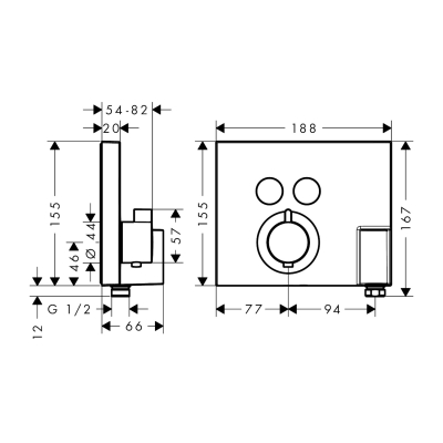 HansGrohe Showerselect Termostat Ankastre Montaj, 2 Çıkış İçin Hortum Bağlantısı Ve Duş Askısı İle - 15765000 - 2