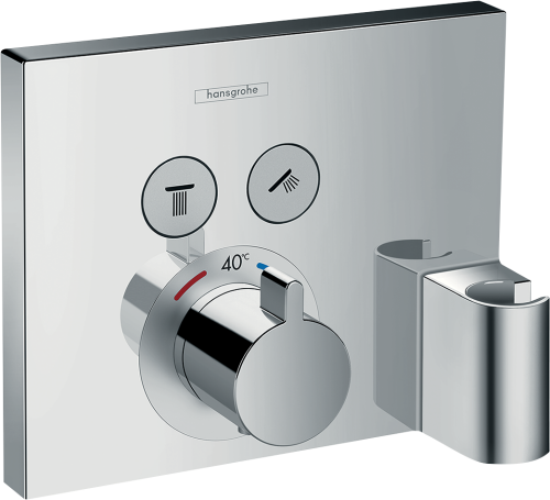 HansGrohe Showerselect Termostat Ankastre Montaj, 2 Çıkış İçin Hortum Bağlantısı Ve Duş Askısı İle - 15765000 - 1