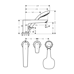 HansGrohe Talis E 3 - Delikli Küvet Kenarı Banyo Bataryası - 71730000 - 2