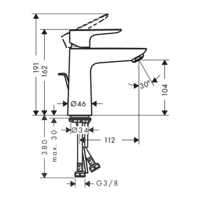 HansGrohe Talis E Tek Kollu Lavabo Bataryası 110 Kumandalı - 71710140 - 2