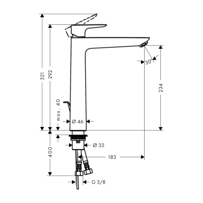 HansGrohe Talis E Tek Kollu Lavabo Bataryası 240 Kumandalı - 71716140 - 2