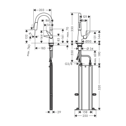 HansGrohe Talis M51 Tek Kollu Eviye Bataryası 160, Çekilebilir El Duşu, 2Jet, Sbox - 73850000 - 2