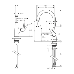 HansGrohe Talis M51 Tek Kollu Eviye Bataryası 220, 1Jet - 72814800 - 2