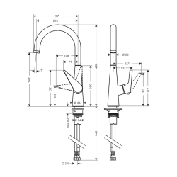 HansGrohe Talis M51 Tek Kollu Eviye Bataryası 260, 1Jet - 72810000 - 2