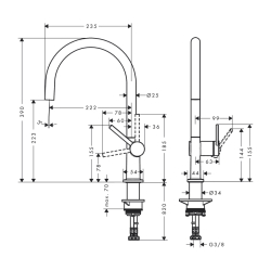 HansGrohe Talis M54 Tek Kollu Eviye Bataryası 220, 1Jet - 72804000 - 2