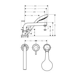 HansGrohe Talis S 3 - Delikli Küvet Kenarı Tek Kollu Banyo Bataryası - 72416000 - 2