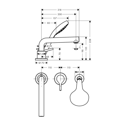 HansGrohe Talis S 3 - Delikli Küvet Kenarı Tek Kollu Banyo Bataryası - 72417000 - 2