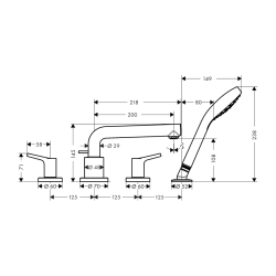 HansGrohe Talis S 4 - Delikli Küvet Kenarı Banyo Bataryası - 72419000 - 2