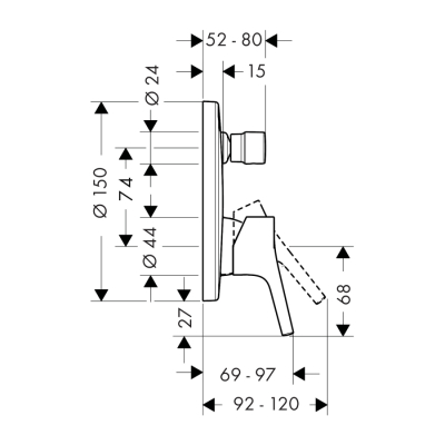 HansGrohe Talis S Tek Kollu Banyo Bataryası Ankastre Montaj - 72405000 - 2