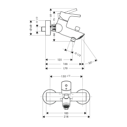 HansGrohe Talis S Tek Kollu Banyo Bataryası Aplike - 72400000 - 2