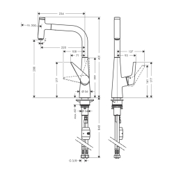 HansGrohe Talis Select M51 Tek Kollu Eviye Bataryası 300, Çekilebilir Gaga, 1Jet - 72821800 - 2