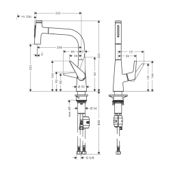 HansGrohe Talis Select M51 Tek Kollu Eviye Bataryası Çekilebilir El Duşu İle - 72824000 - 2