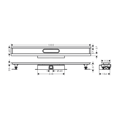 HansGrohe Ubox Universal Komple Set Düz Kurulum - 1000 Duş Kanalı İçin - 56020180 - 2