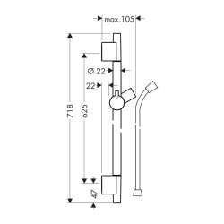 HansGrohe Unica Duş Barı S Puro 65 Cm, Duş Hortumu İle - 28632670 - 2