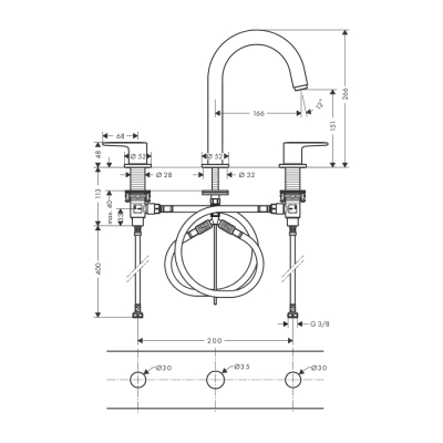 HansGrohe Vernis Blend 3 - Delikli Lavabo Bataryası Kumandalı - 71553000 - 2