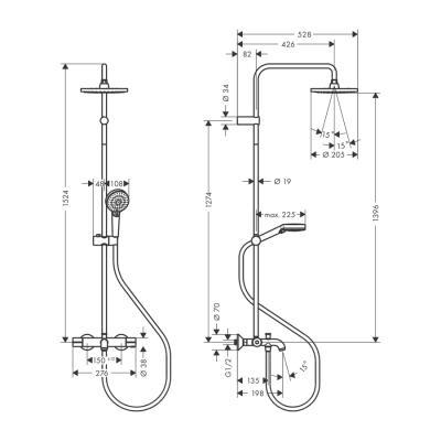 HansGrohe Vernis Blend Duş Kolonu 200 1Jet, Banyo Termostatı İle - 26274000 - 2