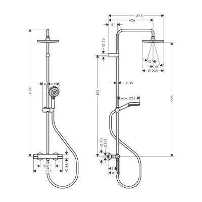 HansGrohe Vernis Blend Duş Kolonu 200 1Jet, Ecosmart, Termostatı İle - 26089000 - 2