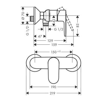 HansGrohe Vernis Blend Tek Kollu Duş Bataryası Aplike Montaj - 71640000 - 2