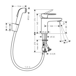 HansGrohe Vernis Blend Tek Kollu Lavabo Bataryası 100 Bidette El Duşu Ve 160 Cm Duş Hortumu İle - 71215000 - 2