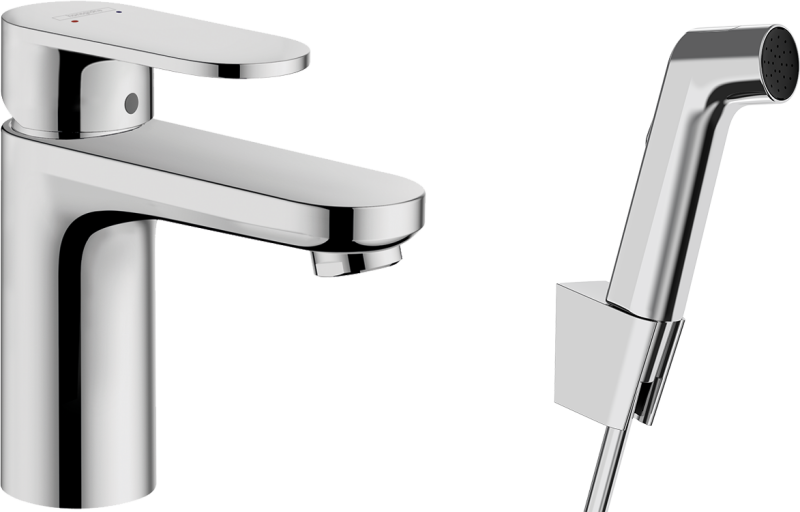HansGrohe Vernis Blend Tek Kollu Lavabo Bataryası 100 Bidette El Duşu Ve 160 Cm Duş Hortumu İle - 71215000 - 1