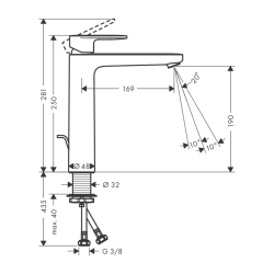 HansGrohe Vernis Blend Tek Kollu Lavabo Bataryası 190 Kumandalı - 71552670 - 2