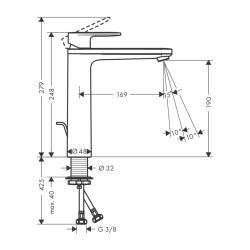 HansGrohe Vernis Blend Tek Kollu Lavabo Bataryası 190 Kumandalı - 71572000 - 2