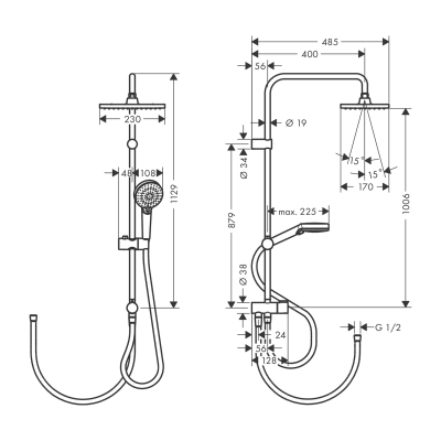 HansGrohe Vernis Shape Duş Kolonu 230 1Jet Reno - 26282000 - 2