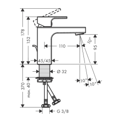 HansGrohe Vernis Shape Tek Kollu Lavabo Bataryası 100 Kumandalı - 71561000 - 2