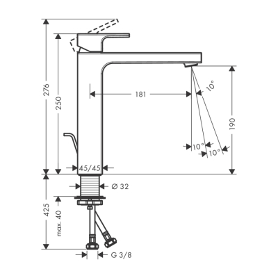 HansGrohe Vernis Shape Tek Kollu Lavabo Bataryası 190 Kumandalı - 71562000 - 2