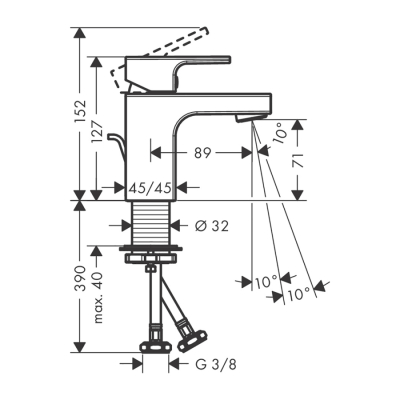 HansGrohe Vernis Shape Tek Kollu Lavabo Bataryası 70 Coolstart, Kumandalı - 71593000 - 2