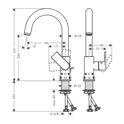 HansGrohe Vernis Shape Tek Kollu Lavabo Bataryası Kumandalı - 71564000 - 2