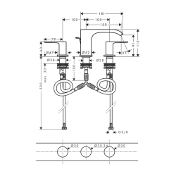 HansGrohe Vivenis 3 - Delikli Lavabo Bataryası 90 Kumandalı - 75033000 - 2