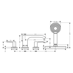 HansGrohe Vivenis 4 - Delikli Küvet Kenarı Banyo Bataryası Sbox İle - 75444000 - 2