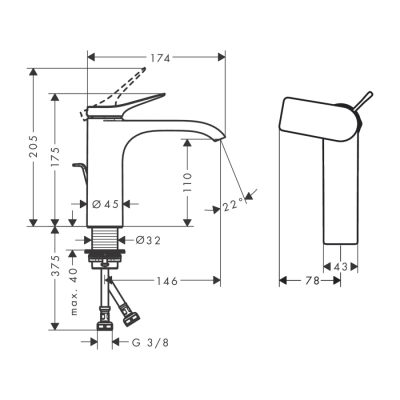 HansGrohe Vivenis Tek Kollu Lavabo Bataryası 110 Coolstart Kumandalı - 75023000 - 2