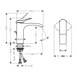 HansGrohe Vivenis Tek Kollu Lavabo Bataryası 110 Kumandalı - 75020000 - 2