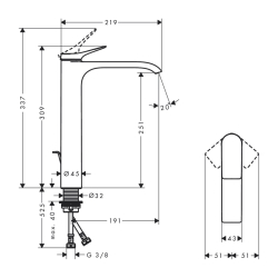 HansGrohe Vivenis Tek Kollu Lavabo Bataryası 250, Çanak Lavabolar İçin, Kumandalı - 75040000 - 2