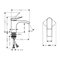 HansGrohe Vivenis Tek Kollu Lavabo Bataryası 80 Kumandasız - 75012670 - 2