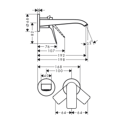 HansGrohe Vivenis Tek Kollu Lavabo Bataryası Ankastre Duvara Monte 19,2 Cm Gaga İle - 75050000 - 2