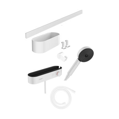 HansGrohe Wallstoris Set El Duşu 105 3Jet Ecosmart Activation, Termostat, 70 Cm Duş Barı Ve Depolama Seti - 24250700 - 1