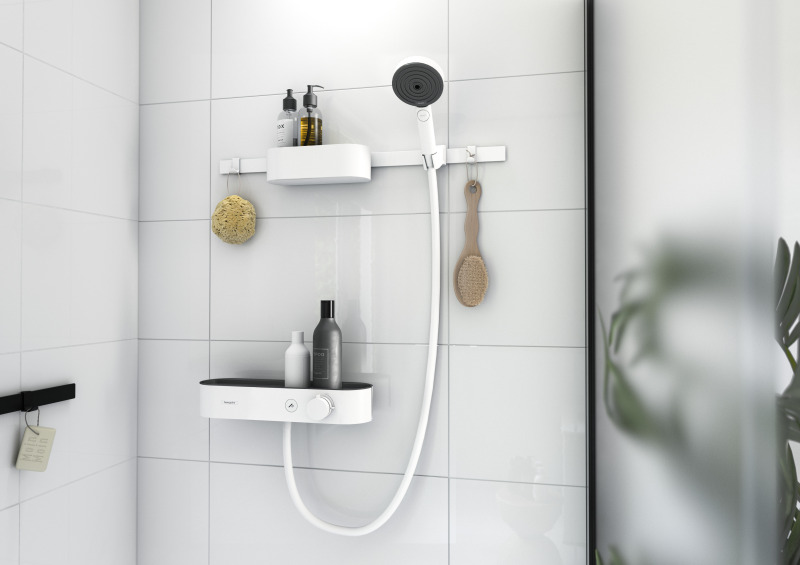 HansGrohe Wallstoris Set El Duşu 105 3Jet Ecosmart Activation, Termostat, 70 Cm Duş Barı Ve Depolama Seti - 24250700 - 1
