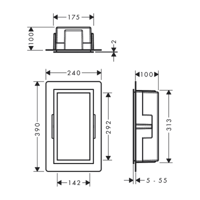 HansGrohe Xtrastoris Individual Duvar Nişi Paslanmaz Çelik Tasarım Çerçeveli 300/150/100 - 56094140 - 2