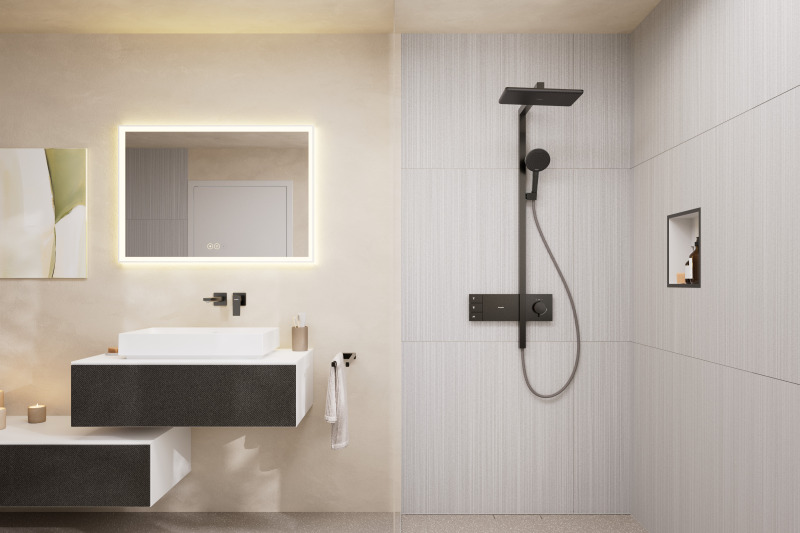 HansGrohe Xtrastoris Individual Duvar Nişi Satin Beyaz Tasarım Çerçeveli 300/300/100 - 56099340 - 1