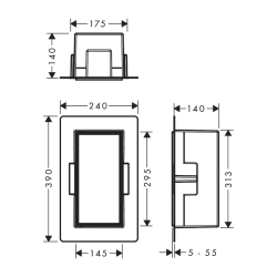 HansGrohe Xtrastoris Rock Duvar Nişi Seramik Kaplanabilir Kapak İle 300/150/140 - 56088670 - 2