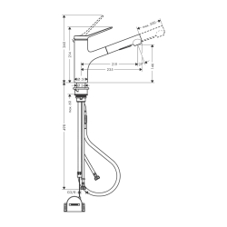 HansGrohe Zesis M33 Tek Kollu Eviye Bataryası, 150, Çekilebilir El Duşu,2Jet, Sbox Lite - 74803670 - 2