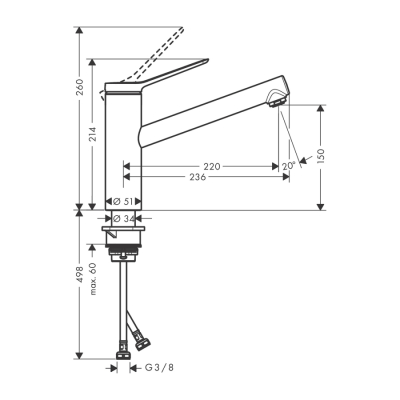 HansGrohe Zesis M33 Tek Kollu Eviye Bataryası, 150, Eco, 1Jet - 74811000 - 2