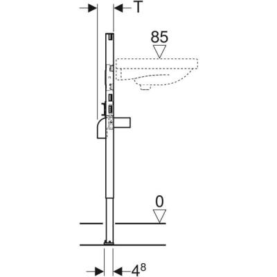 Lavabo için Geberit Duofix elemanı, 82–98 cm, tezgah üstü batarya: B=50cm, H=82–98cm, T=7.5cm - 4