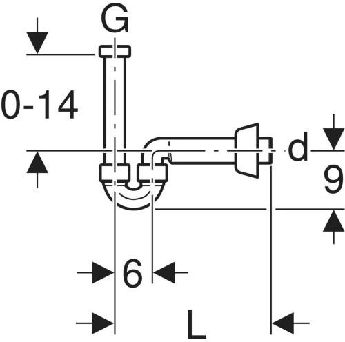 Geberit Lavabo için Geberit P Tipi Sifon, Adaptör Conta, Yatay Çıkış - 151105211 - 3